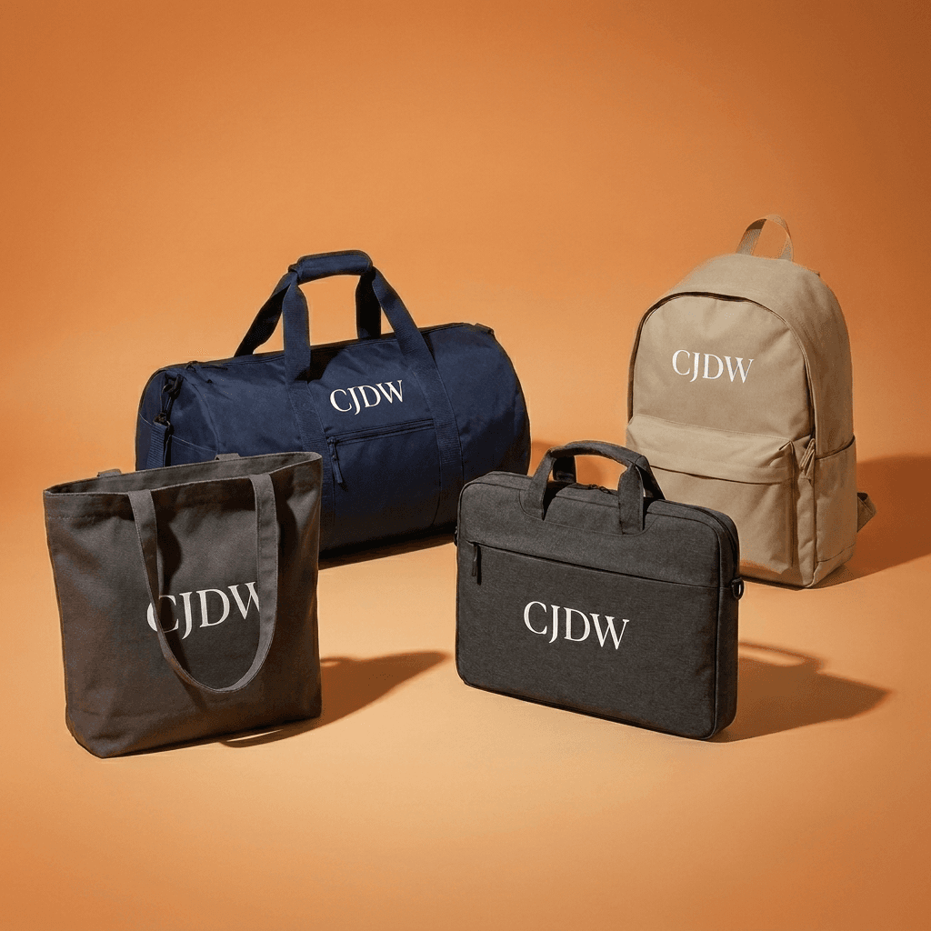 Tas custom seperti tote bag, duffle bag, backpack, dan tas promosi untuk kebutuhan perusahaan